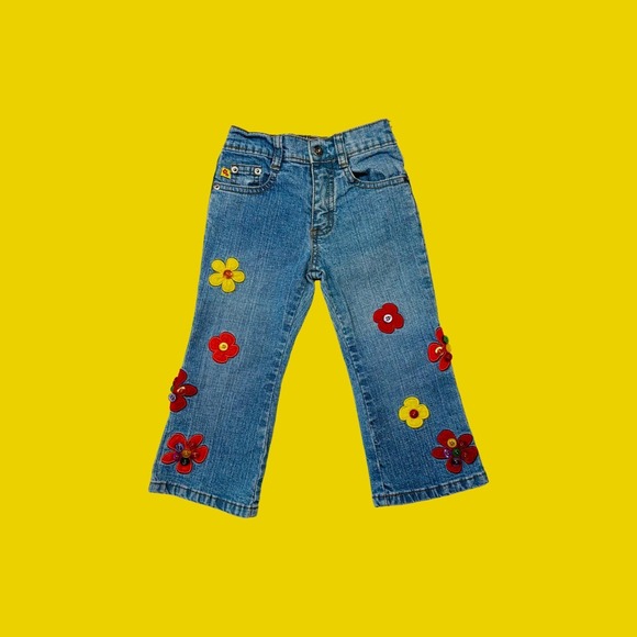 Zana Di Other - Vintage Y2K Zana Di Flower Power Boho Hippie Flare Jeans, Size 2T